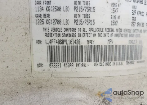 2000 Jeep Cherokee Sport из США, поврежденный, VIN 1J4FF48S8YL101426